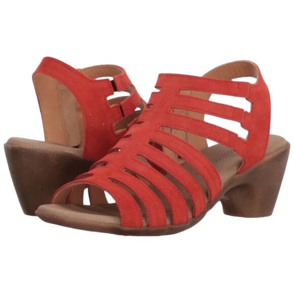 Eric Michael Red/Orange Suede Lara Strappy Sandal Made in Portugal Sz 41EU 9.5US - Picture 2 of 16
